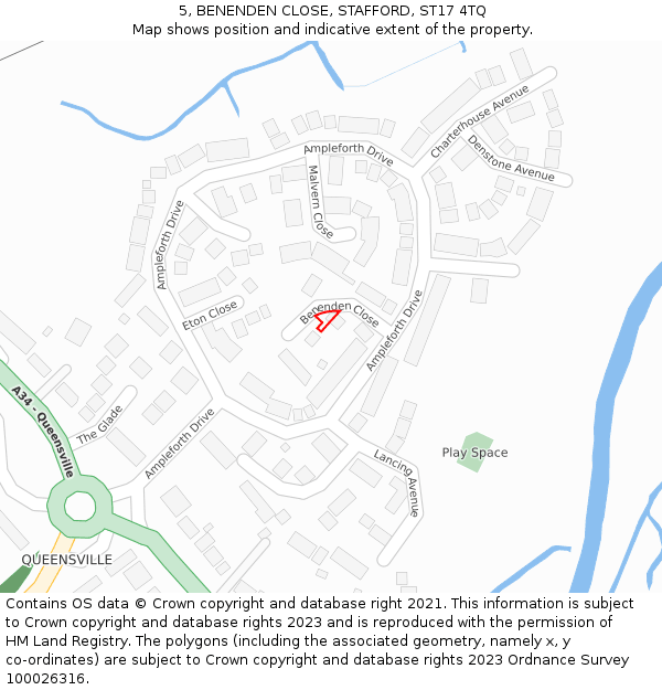 5, BENENDEN CLOSE, STAFFORD, ST17 4TQ: Location map and indicative extent of plot
