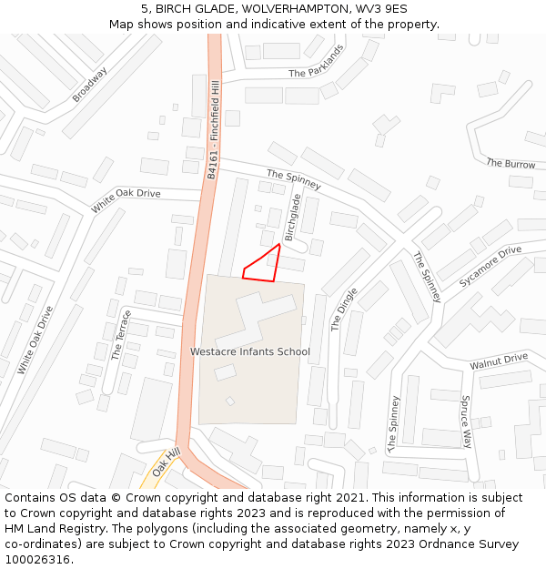 5, BIRCH GLADE, WOLVERHAMPTON, WV3 9ES: Location map and indicative extent of plot