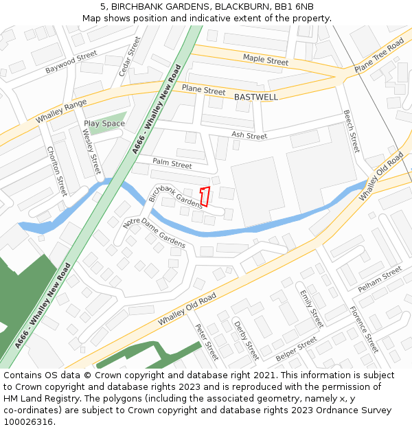 5, BIRCHBANK GARDENS, BLACKBURN, BB1 6NB: Location map and indicative extent of plot