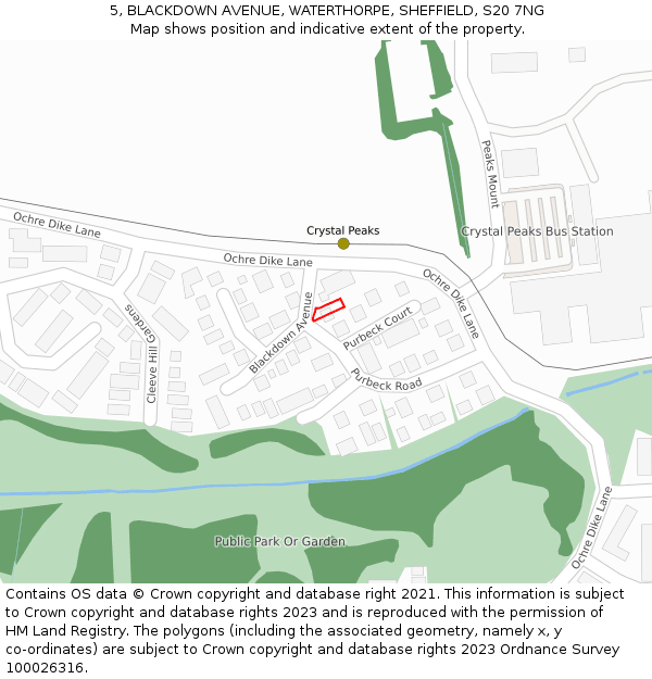 5, BLACKDOWN AVENUE, WATERTHORPE, SHEFFIELD, S20 7NG: Location map and indicative extent of plot