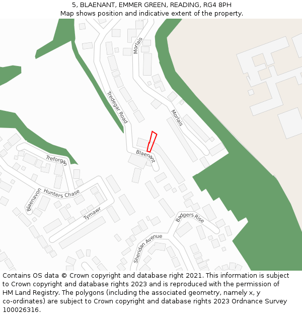 5, BLAENANT, EMMER GREEN, READING, RG4 8PH: Location map and indicative extent of plot