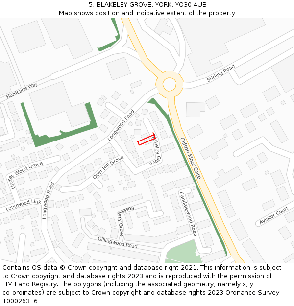 5, BLAKELEY GROVE, YORK, YO30 4UB: Location map and indicative extent of plot