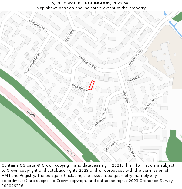 5, BLEA WATER, HUNTINGDON, PE29 6XH: Location map and indicative extent of plot