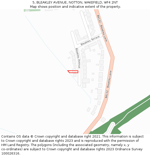 5, BLEAKLEY AVENUE, NOTTON, WAKEFIELD, WF4 2NT: Location map and indicative extent of plot