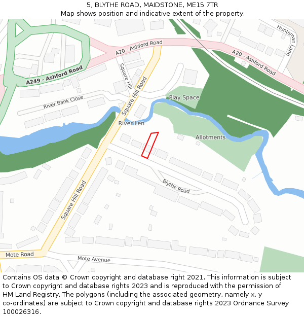 5, BLYTHE ROAD, MAIDSTONE, ME15 7TR: Location map and indicative extent of plot