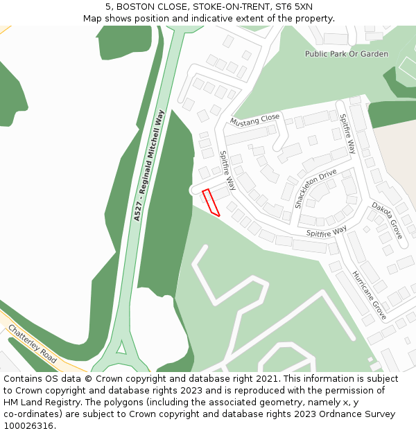 5, BOSTON CLOSE, STOKE-ON-TRENT, ST6 5XN: Location map and indicative extent of plot