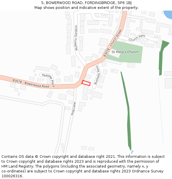 5, BOWERWOOD ROAD, FORDINGBRIDGE, SP6 1BJ: Location map and indicative extent of plot