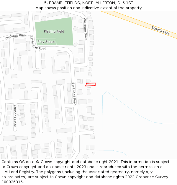 5, BRAMBLEFIELDS, NORTHALLERTON, DL6 1ST: Location map and indicative extent of plot