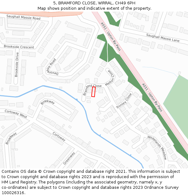 5, BRAMFORD CLOSE, WIRRAL, CH49 6PH: Location map and indicative extent of plot