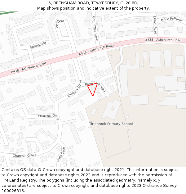 5, BRENSHAM ROAD, TEWKESBURY, GL20 8DJ: Location map and indicative extent of plot