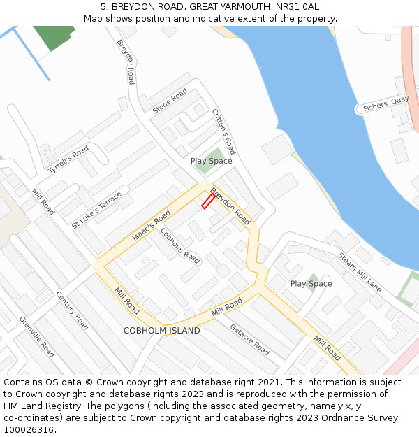 5, BREYDON ROAD, GREAT YARMOUTH, NR31 0AL: Location map and indicative extent of plot