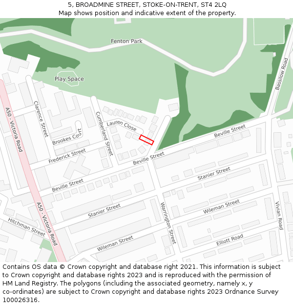 5, BROADMINE STREET, STOKE-ON-TRENT, ST4 2LQ: Location map and indicative extent of plot