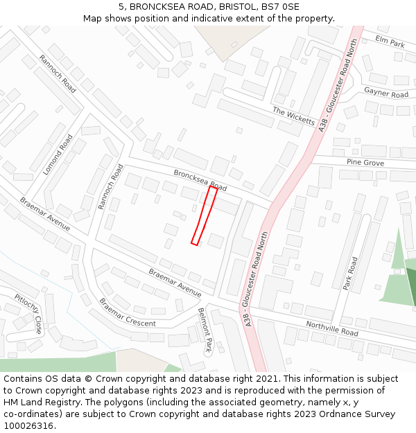 5, BRONCKSEA ROAD, BRISTOL, BS7 0SE: Location map and indicative extent of plot