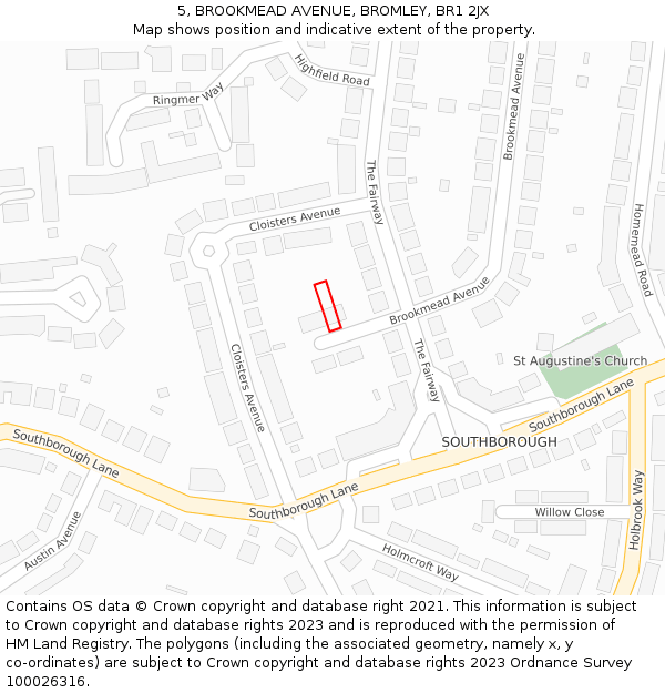 5, BROOKMEAD AVENUE, BROMLEY, BR1 2JX: Location map and indicative extent of plot