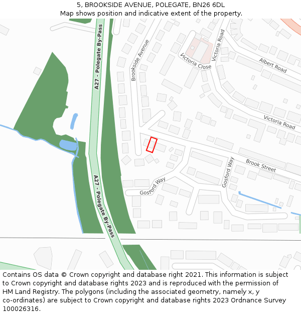 5, BROOKSIDE AVENUE, POLEGATE, BN26 6DL: Location map and indicative extent of plot