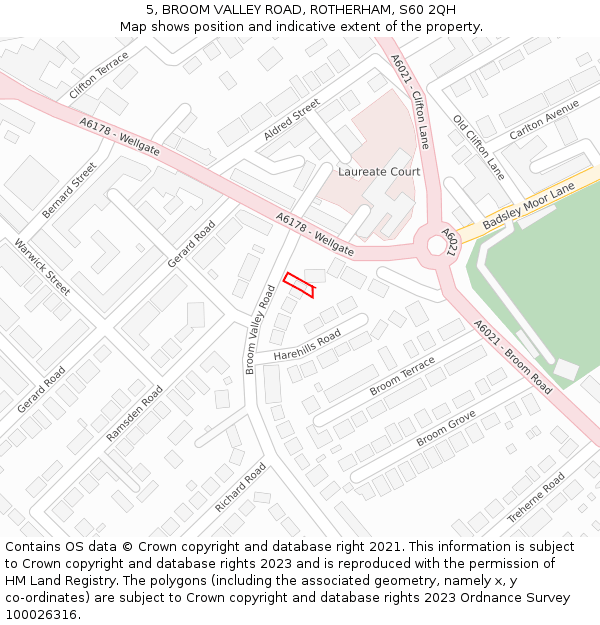 5, BROOM VALLEY ROAD, ROTHERHAM, S60 2QH: Location map and indicative extent of plot