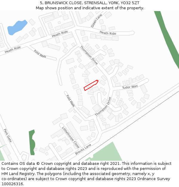 5, BRUNSWICK CLOSE, STRENSALL, YORK, YO32 5ZT: Location map and indicative extent of plot