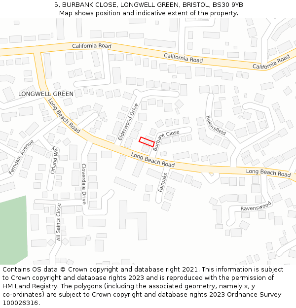 5, BURBANK CLOSE, LONGWELL GREEN, BRISTOL, BS30 9YB: Location map and indicative extent of plot