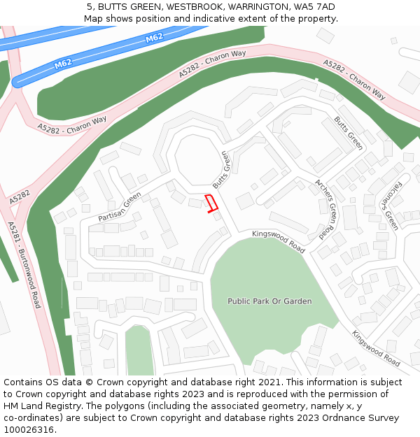 5, BUTTS GREEN, WESTBROOK, WARRINGTON, WA5 7AD: Location map and indicative extent of plot