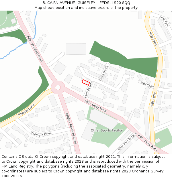 5, CAIRN AVENUE, GUISELEY, LEEDS, LS20 8QQ: Location map and indicative extent of plot