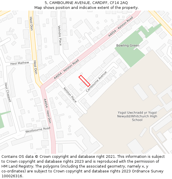 5, CAMBOURNE AVENUE, CARDIFF, CF14 2AQ: Location map and indicative extent of plot
