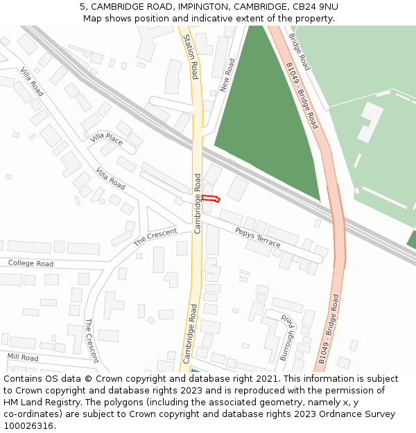 5, CAMBRIDGE ROAD, IMPINGTON, CAMBRIDGE, CB24 9NU: Location map and indicative extent of plot