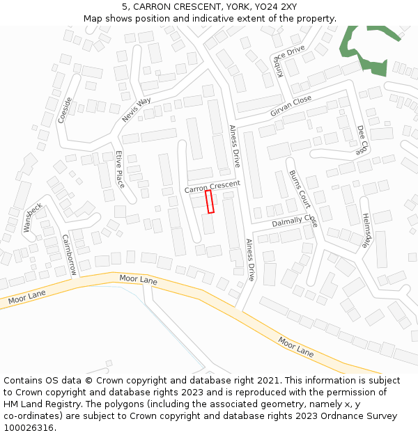 5, CARRON CRESCENT, YORK, YO24 2XY: Location map and indicative extent of plot