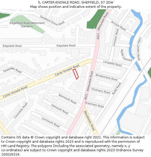 5, CARTER KNOWLE ROAD, SHEFFIELD, S7 2DW: Location map and indicative extent of plot