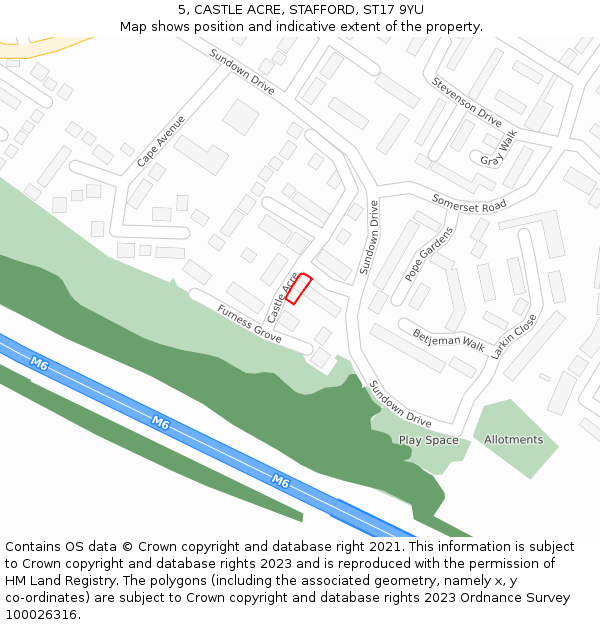 5, CASTLE ACRE, STAFFORD, ST17 9YU: Location map and indicative extent of plot