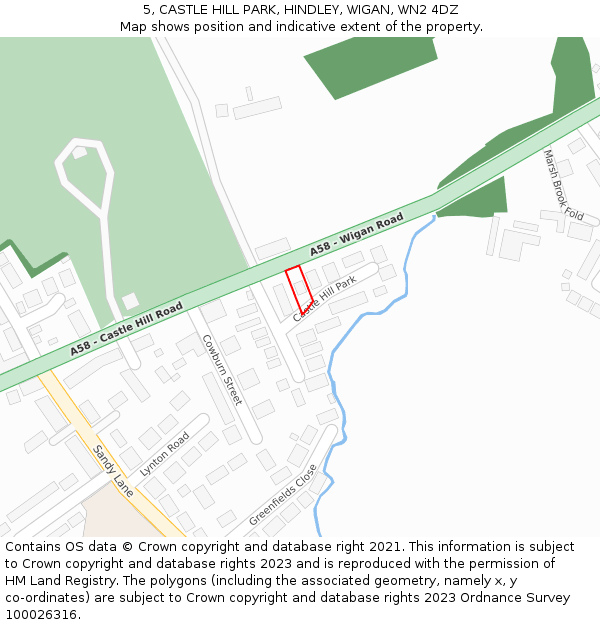 5, CASTLE HILL PARK, HINDLEY, WIGAN, WN2 4DZ: Location map and indicative extent of plot
