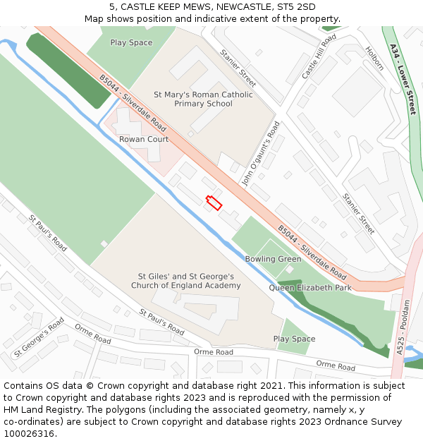 5, CASTLE KEEP MEWS, NEWCASTLE, ST5 2SD: Location map and indicative extent of plot