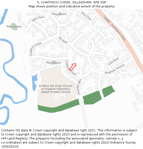 5, CHAFFINCH CHASE, GILLINGHAM, SP8 4GP: Location map and indicative extent of plot