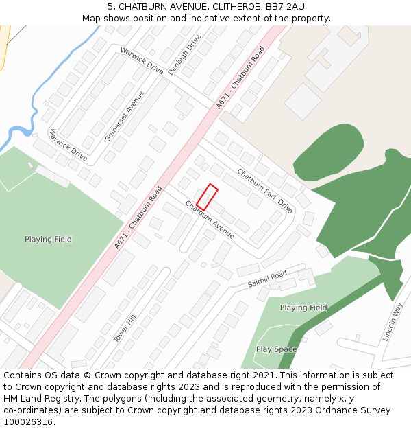 5, CHATBURN AVENUE, CLITHEROE, BB7 2AU: Location map and indicative extent of plot