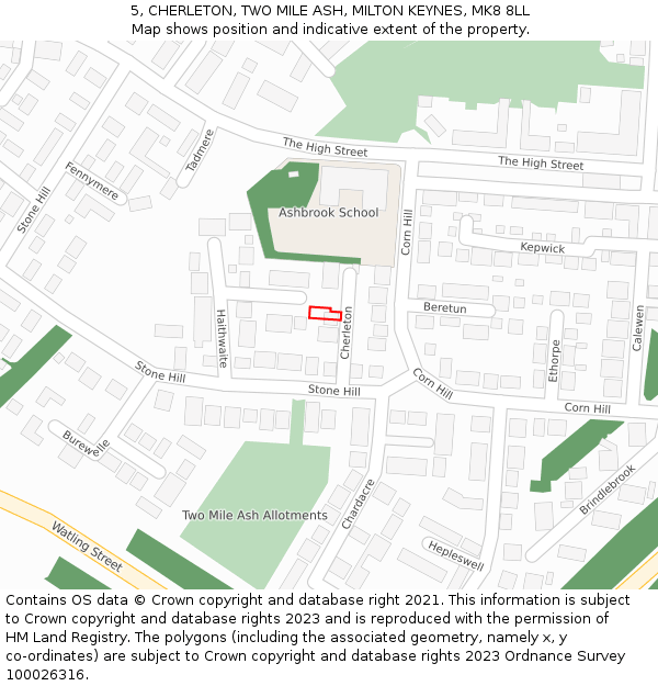 5, CHERLETON, TWO MILE ASH, MILTON KEYNES, MK8 8LL: Location map and indicative extent of plot