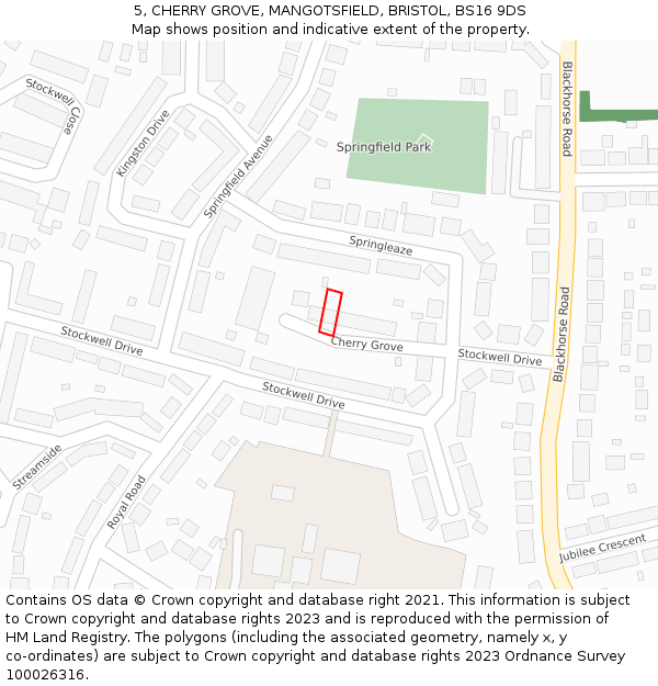 5, CHERRY GROVE, MANGOTSFIELD, BRISTOL, BS16 9DS: Location map and indicative extent of plot