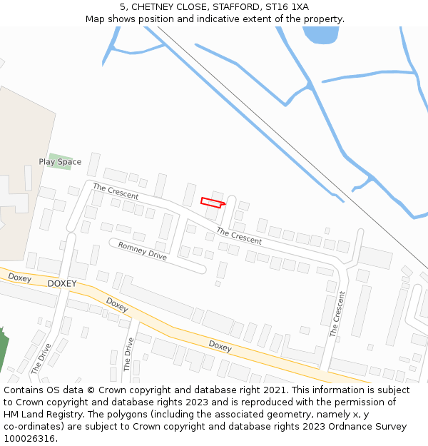 5, CHETNEY CLOSE, STAFFORD, ST16 1XA: Location map and indicative extent of plot