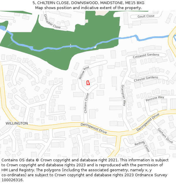 5, CHILTERN CLOSE, DOWNSWOOD, MAIDSTONE, ME15 8XG: Location map and indicative extent of plot