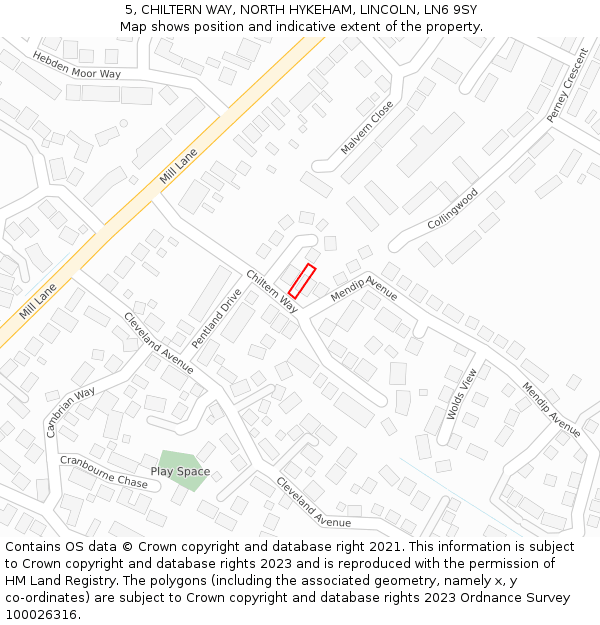 5, CHILTERN WAY, NORTH HYKEHAM, LINCOLN, LN6 9SY: Location map and indicative extent of plot