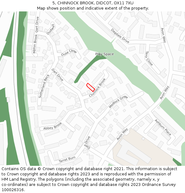 5, CHINNOCK BROOK, DIDCOT, OX11 7XU: Location map and indicative extent of plot