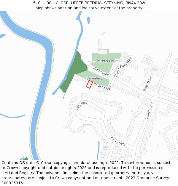 5, CHURCH CLOSE, UPPER BEEDING, STEYNING, BN44 3RW: Location map and indicative extent of plot