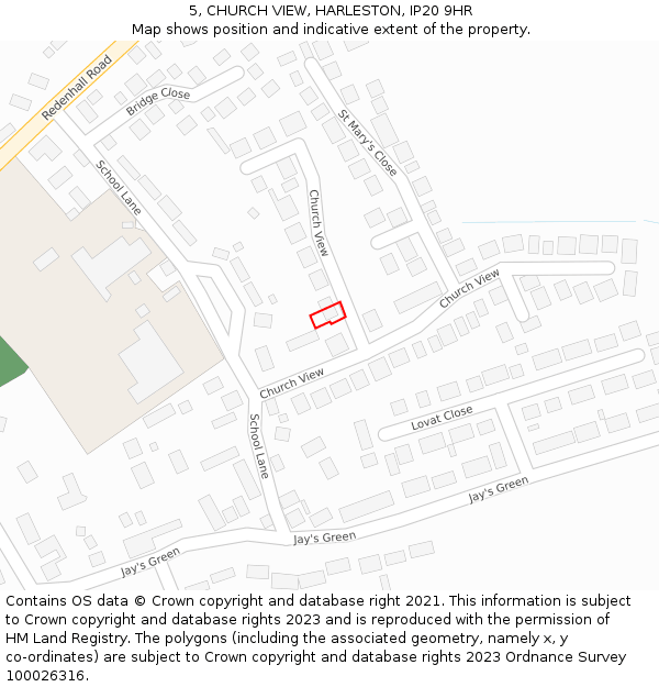 5, CHURCH VIEW, HARLESTON, IP20 9HR: Location map and indicative extent of plot
