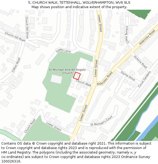 5, CHURCH WALK, TETTENHALL, WOLVERHAMPTON, WV6 9LS: Location map and indicative extent of plot
