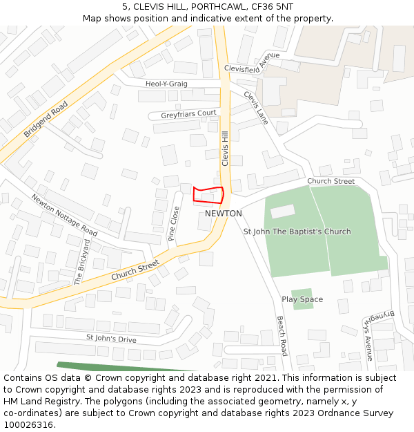 5, CLEVIS HILL, PORTHCAWL, CF36 5NT: Location map and indicative extent of plot