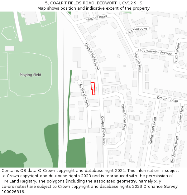 5, COALPIT FIELDS ROAD, BEDWORTH, CV12 9HS: Location map and indicative extent of plot