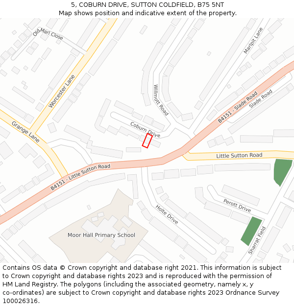 5, COBURN DRIVE, SUTTON COLDFIELD, B75 5NT: Location map and indicative extent of plot