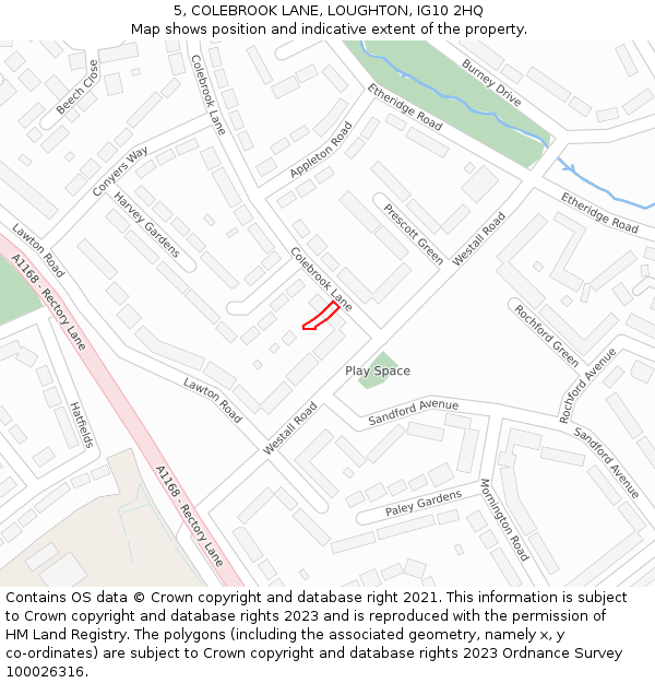5, COLEBROOK LANE, LOUGHTON, IG10 2HQ: Location map and indicative extent of plot