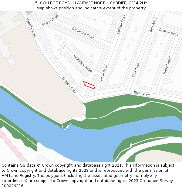 5, COLLEGE ROAD, LLANDAFF NORTH, CARDIFF, CF14 2HY: Location map and indicative extent of plot