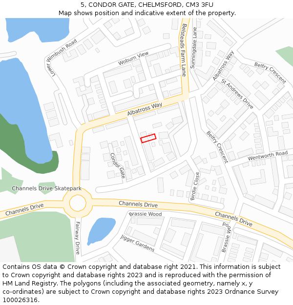 5, CONDOR GATE, CHELMSFORD, CM3 3FU: Location map and indicative extent of plot