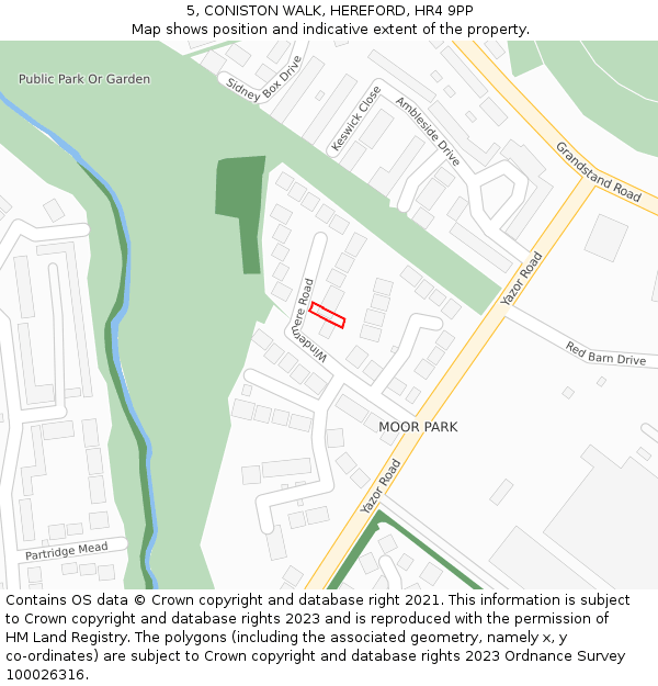 5, CONISTON WALK, HEREFORD, HR4 9PP: Location map and indicative extent of plot