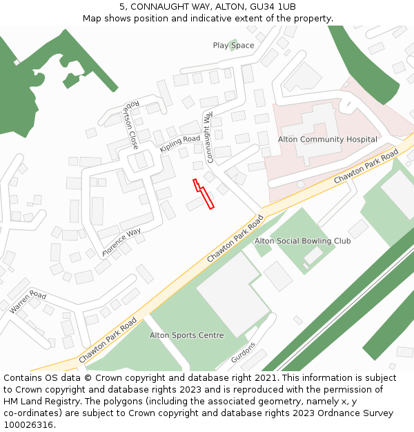 5, CONNAUGHT WAY, ALTON, GU34 1UB: Location map and indicative extent of plot